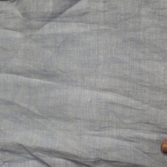 Tahari Womens Essentials 100% Linen Button Up Tunic Top Size M Blue Coastal - Picture 14 of 16